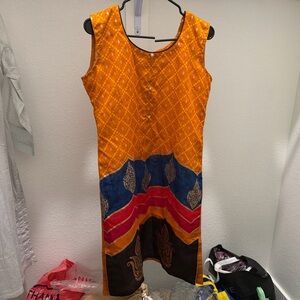Vibrant Sleeveless Dress with Geometric Patterns